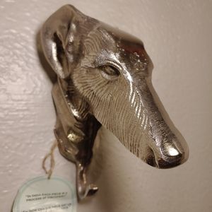 Funky Greyhound Dog Head Coat Single Hook Cast Metal Silver Tone Unique